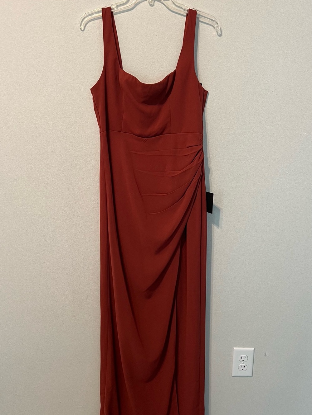 Lulu's Glamorous Disposition Rust Ruched Maxi Dress